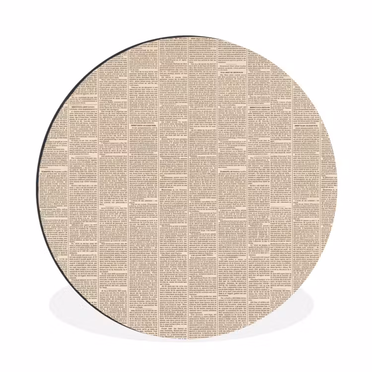 Krant - Nieuws - Historisch - Vintage - Beige Wandcirkel aluminium klein -3d