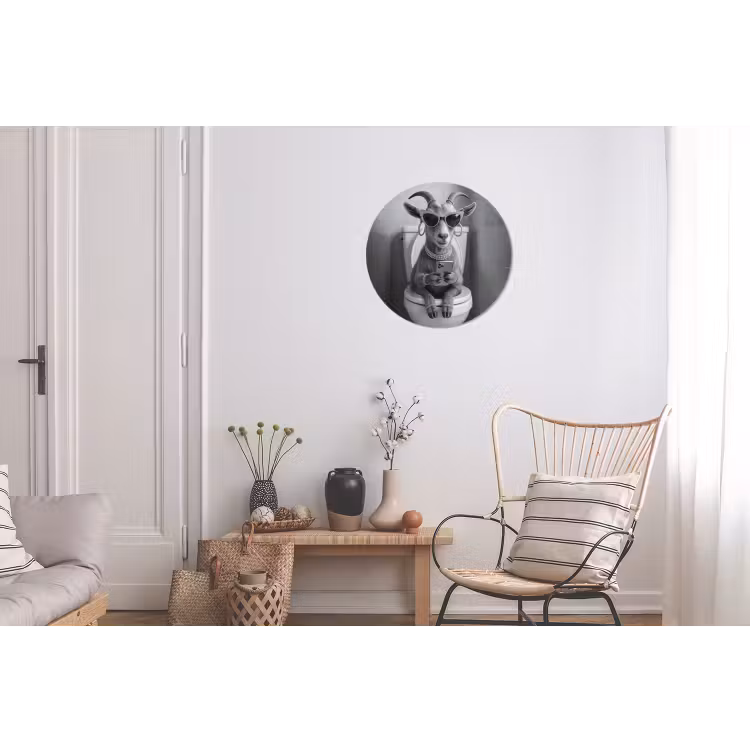 Geit - Telefoon - Toilet - Zwart - Wit Wandcirkel aluminium klein -woonkamer
