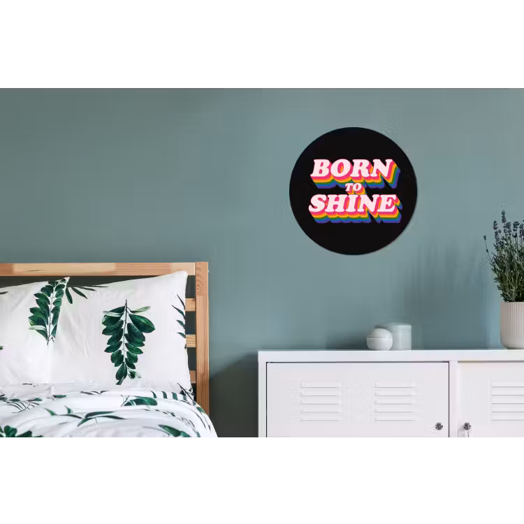 Quote - Regenboog - Roze - Zwart Wandcirkel aluminium klein -slaapkamer