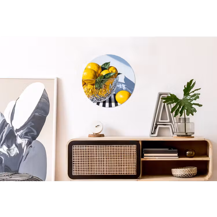 Alu-Dibond-Bild Rund - Zitronen – Obst – Gelb - Citroenen - Fruit - Geel Wandcirkel aluminium klein