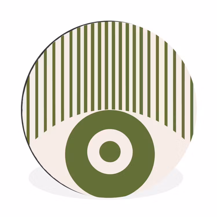 Abstract - Oog - Strepen - Modern - Groen Wandcirkel aluminium klein -3d