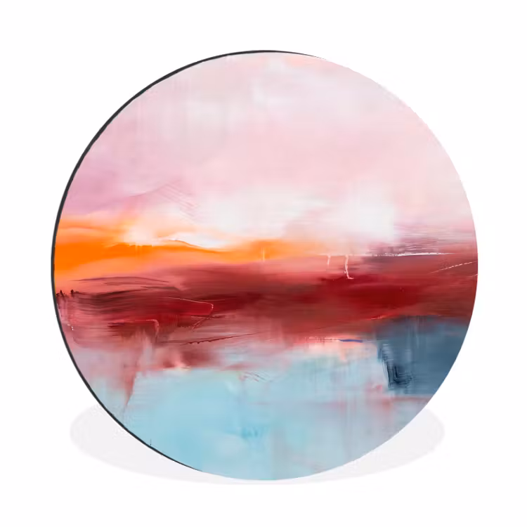 Abstract - Kleuren - Modern - Kunst - Roze Wandcirkel aluminium klein -3d