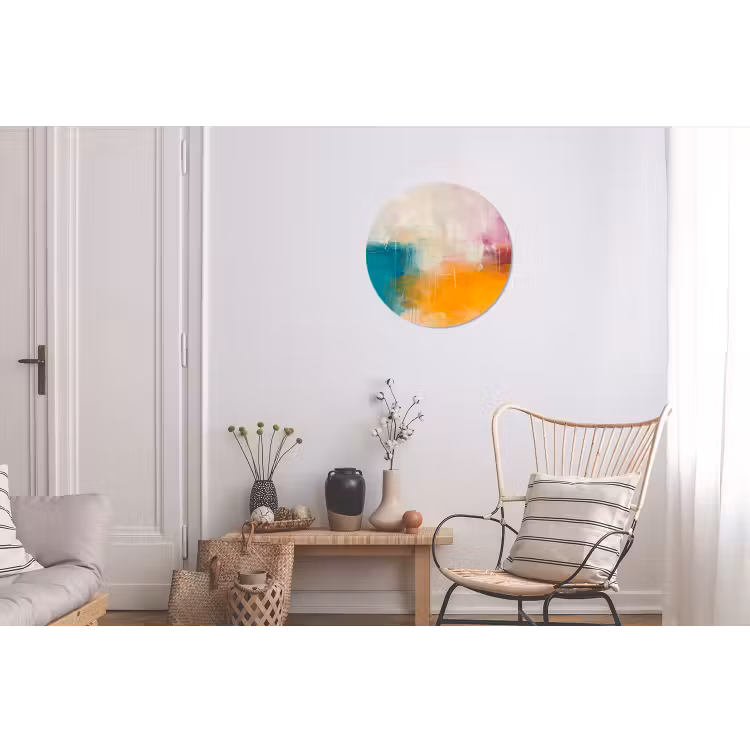Abstract - Kleurrijk - Modern - Kunst - Oranje Wandcirkel aluminium klein -woonkamer