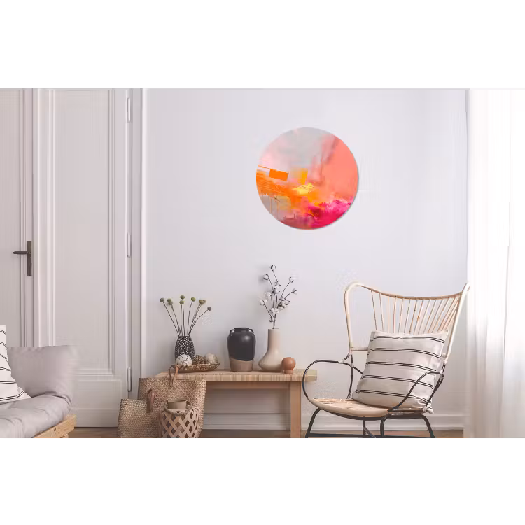 Abstract - Kleurrijk - Modern - Roze Wandcirkel aluminium klein -woonkamer