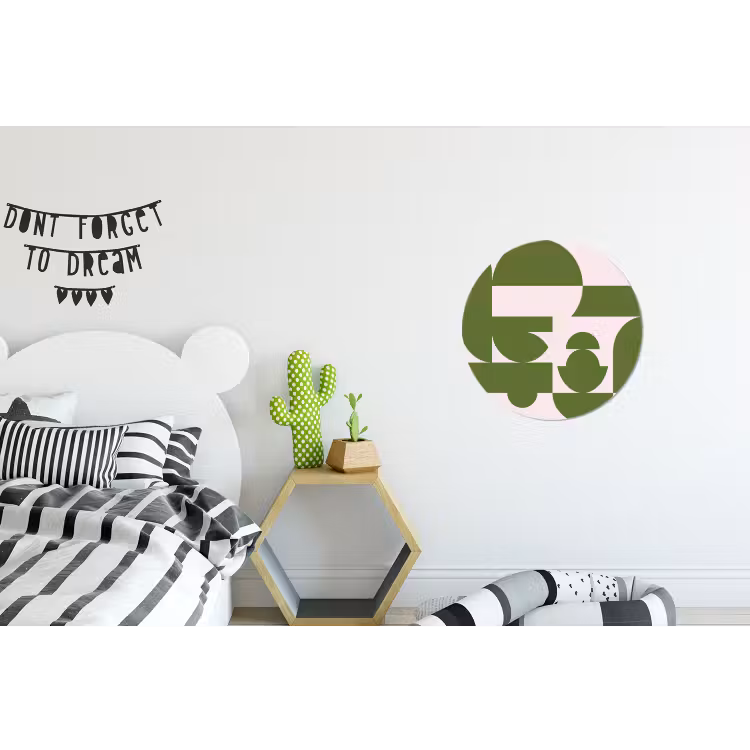 Abstract - Geometrie - Modern - Groen - Wit Wandcirkel aluminium klein -kinderkamer