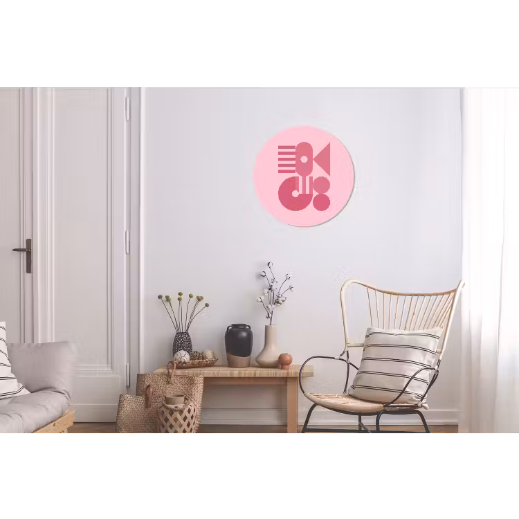 Abstract - Geometrisch - Vormen - Roze Wandcirkel aluminium klein -woonkamer