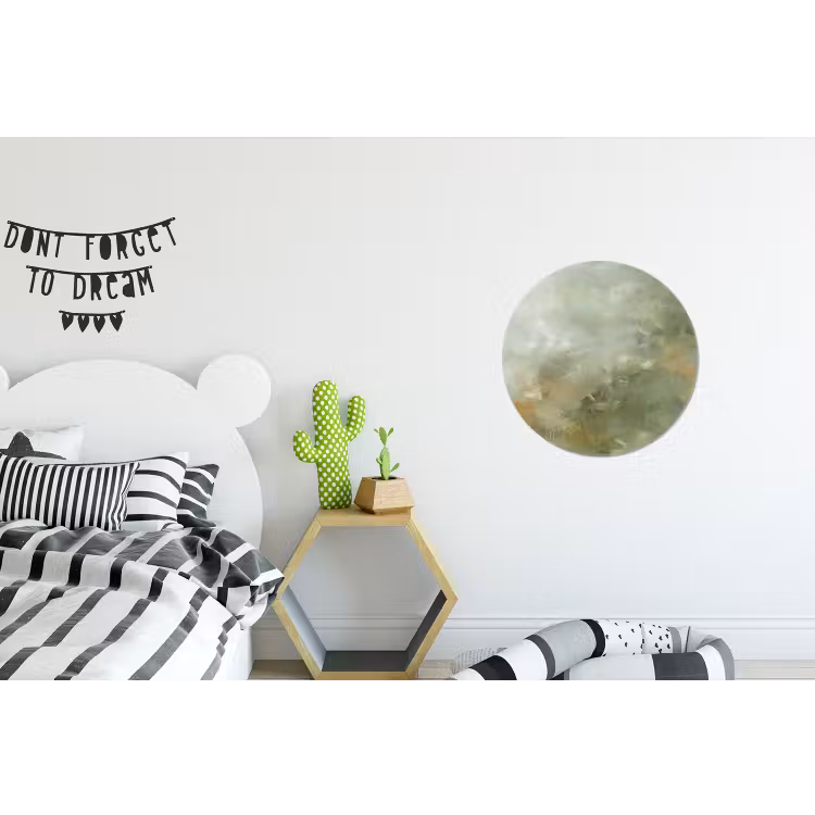Abstract - Groen - Beige - Modern - Kunst Wandcirkel aluminium klein -kinderkamer
