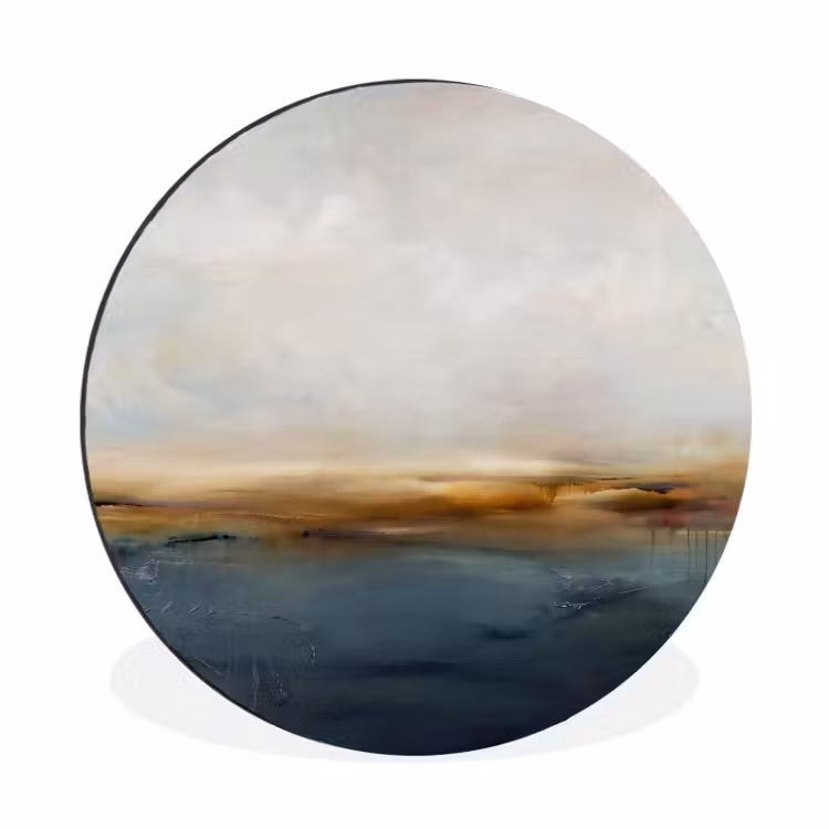 Abstract - Horizon - Water - Modern - Beige Wandcirkel aluminium klein -3d