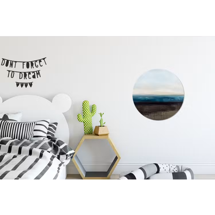 Abstract - Landschap - Horizon - Blauw - Modern Wandcirkel aluminium klein -kinderkamer