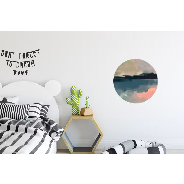 Abstract - Landschap - Kunst - Modern - Groen - Blauw Wandcirkel aluminium klein -kinderkamer