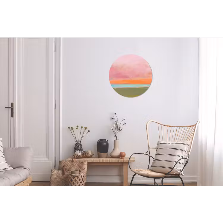Abstract - Landschap - Modern - Roze - Oranje Wandcirkel aluminium klein -woonkamer