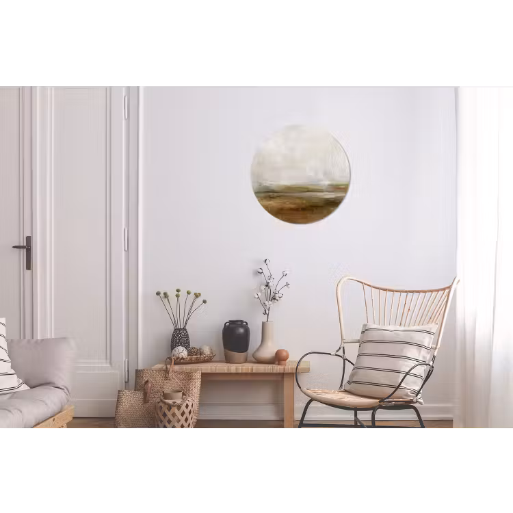 Abstract - Landschap - Natuur - Beige - Bruin Wandcirkel aluminium klein -woonkamer