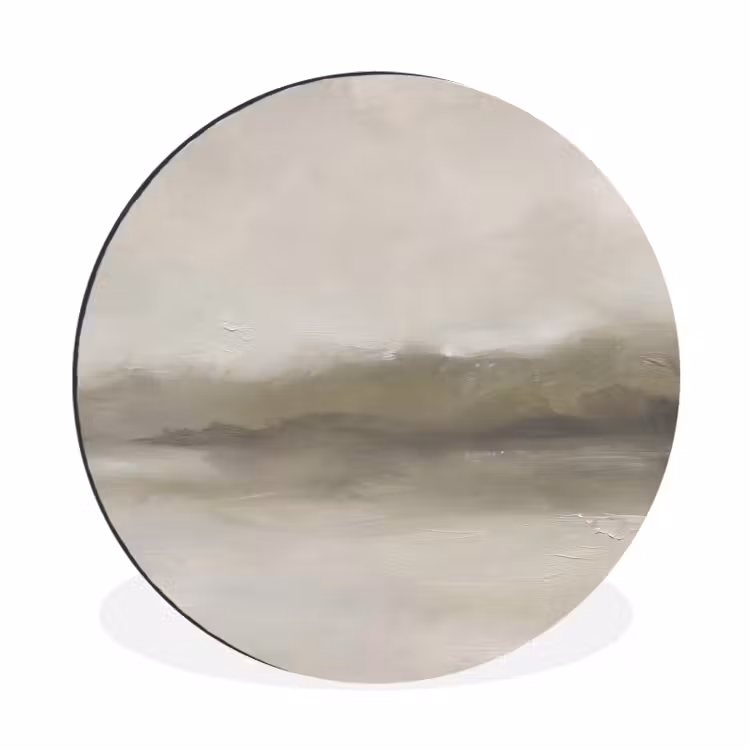 Abstract - Landschap - Nevel - Modern - Grijs Wandcirkel aluminium klein -3d