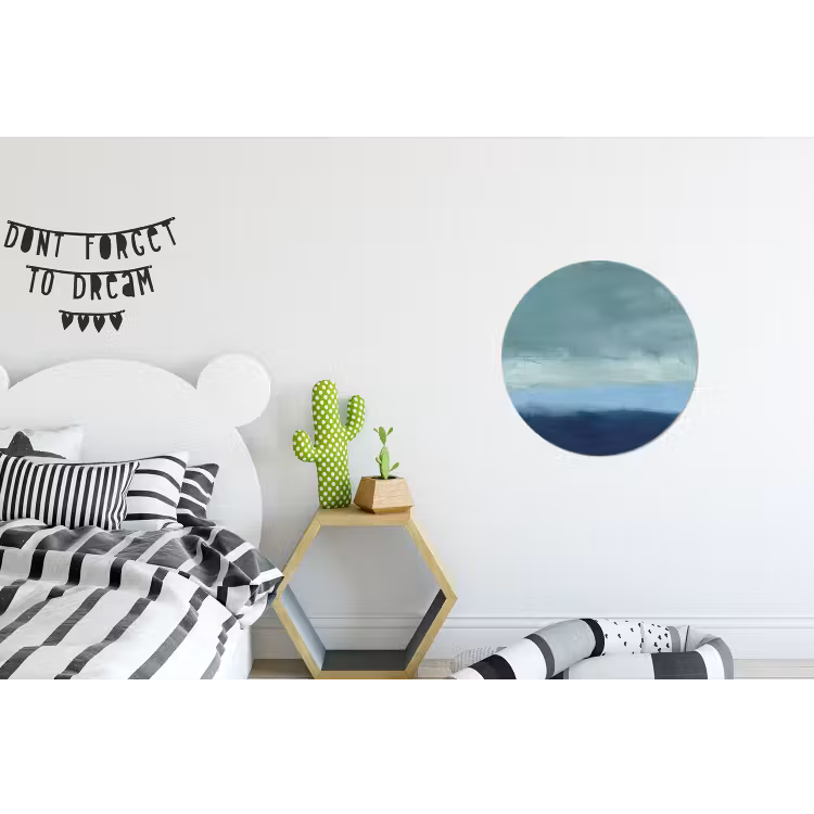 Abstract - Lagen - Rust - Modern - Blauw Wandcirkel aluminium klein -kinderkamer