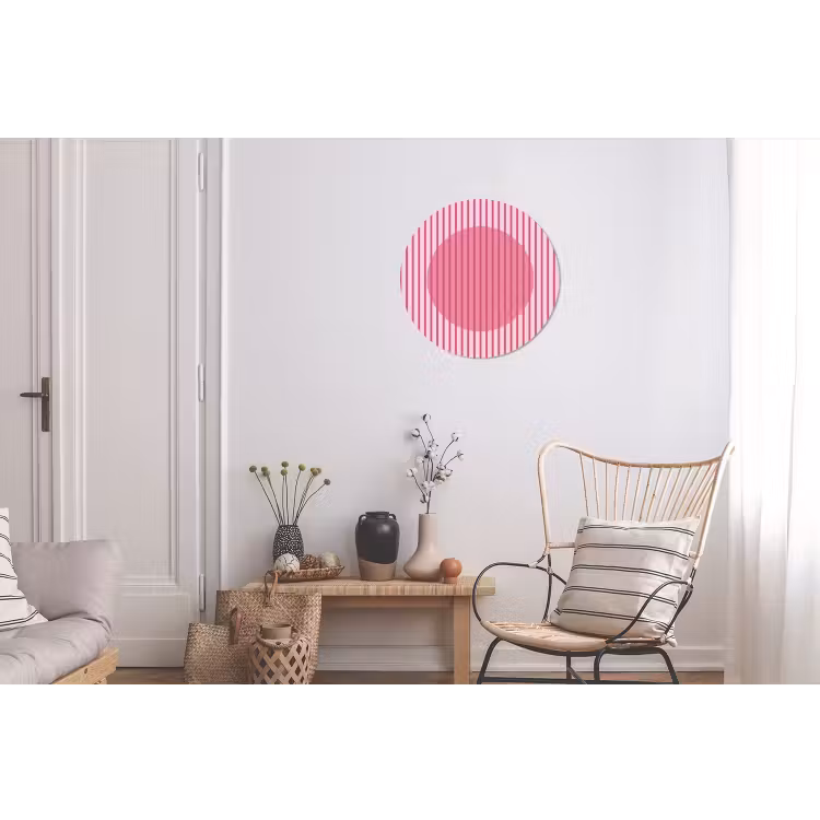Abstract - Strepen - Ovaal - Roze - Modern Wandcirkel aluminium klein -woonkamer