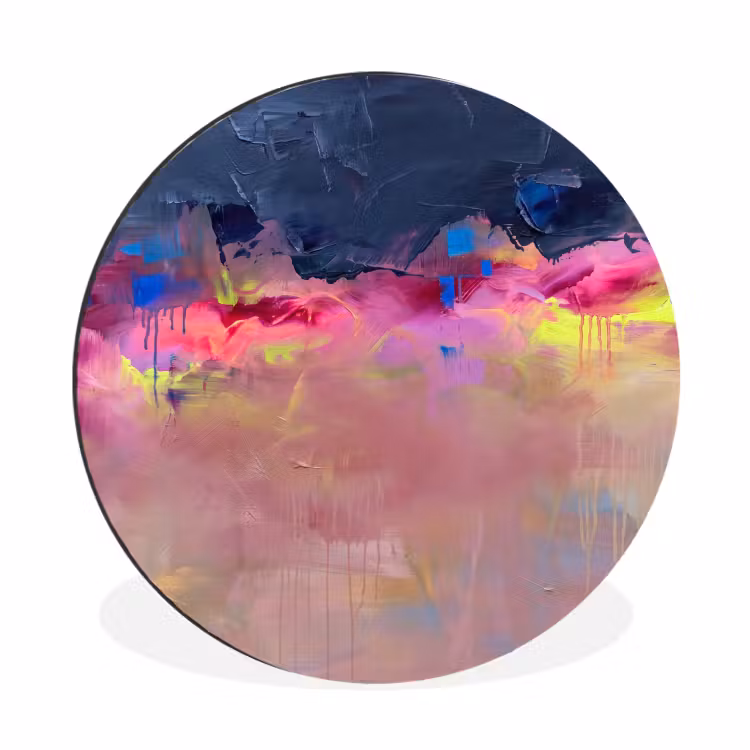Abstract - Textuur - Kleuren - Modern - Roze Wandcirkel aluminium klein -3d