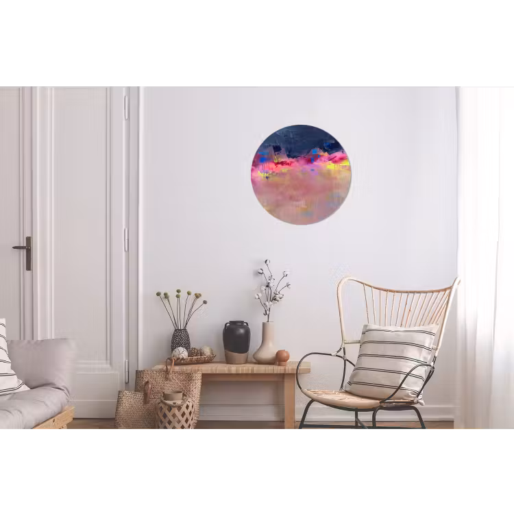 Abstract - Textuur - Kleuren - Modern - Roze Wandcirkel aluminium klein -woonkamer