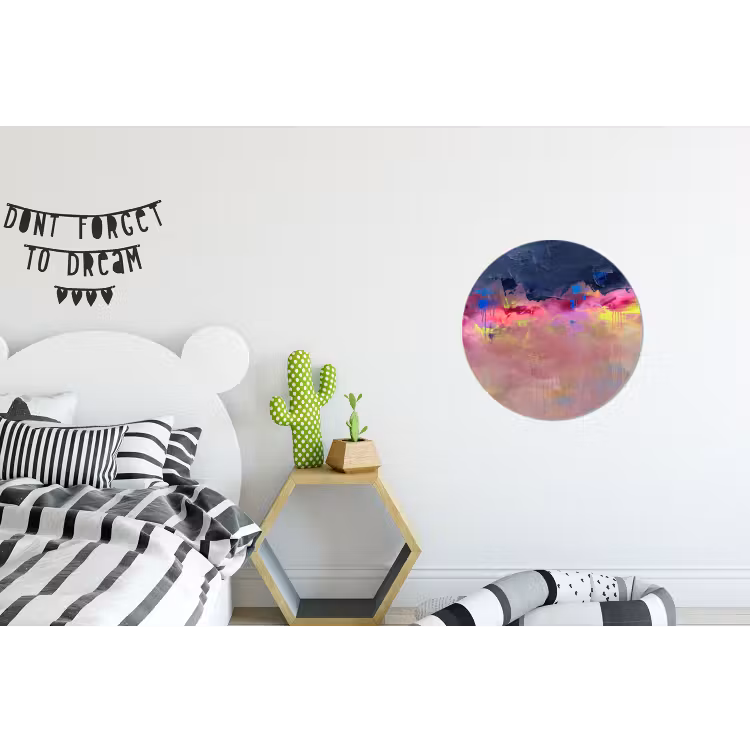 Abstract - Textuur - Kleuren - Modern - Roze Wandcirkel aluminium klein -kinderkamer