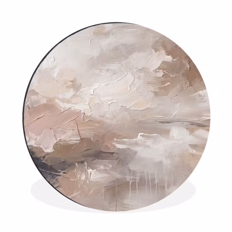 Abstract - Textuur - Kunst - Modern - Beige Wandcirkel aluminium klein -3d