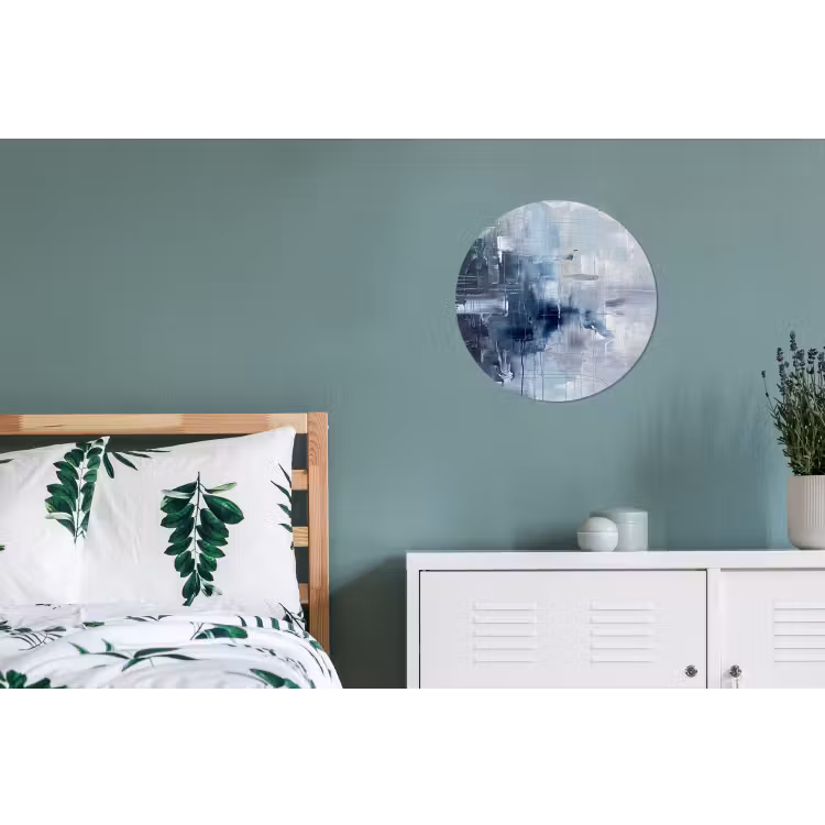 Abstract - Textuur - Kunst - Modern - Blauw Wandcirkel aluminium klein -slaapkamer