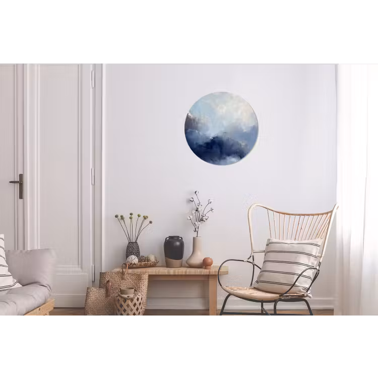 Abstract - Wolken - Modern - Blauw - Kunst Wandcirkel aluminium klein -woonkamer