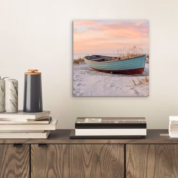 Rustiek - Roeiboot - Zandstrand aluminium wit klein -sfeer1
