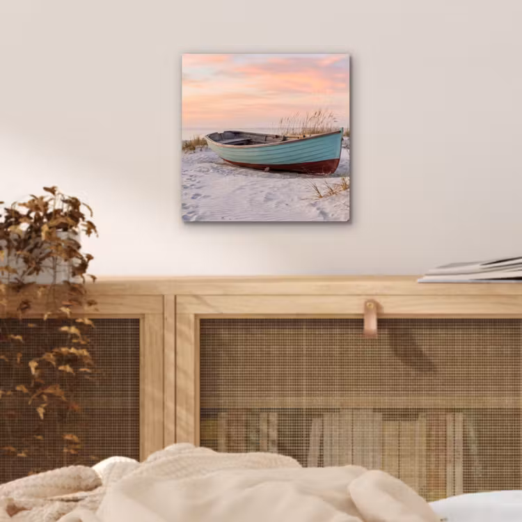 Rustiek - Roeiboot - Zandstrand aluminium wit klein -sfeer3