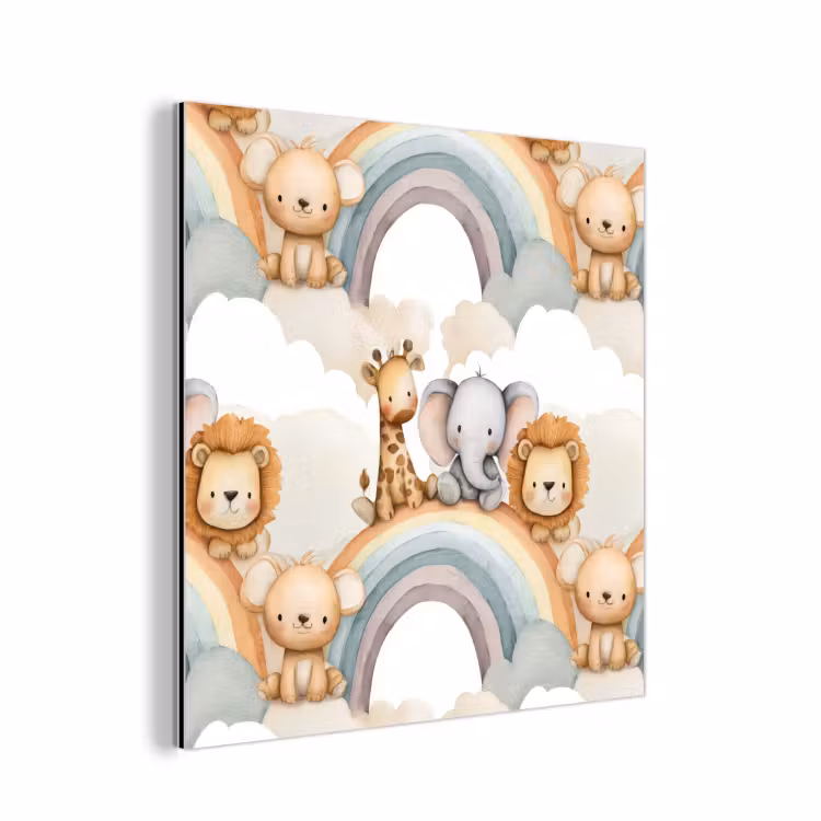 Safari - Regenboog - Kleurrijk aluminium wit klein 46 -3d