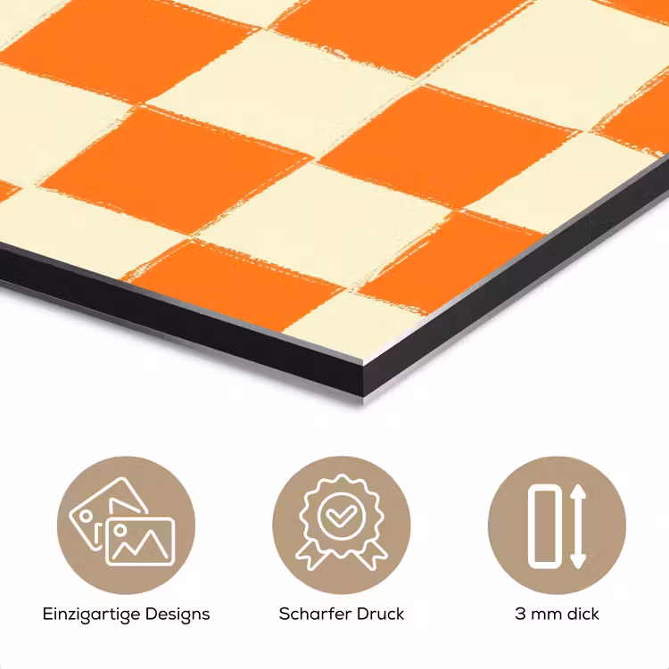 Schaak - Patroon - Oranje aluminium wit klein 46 -closeup_DE