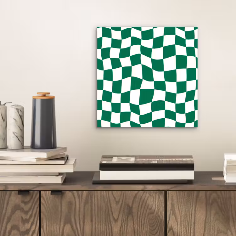 Schaakbord - Golvend - Groen aluminium wit klein 46 -sfeer1