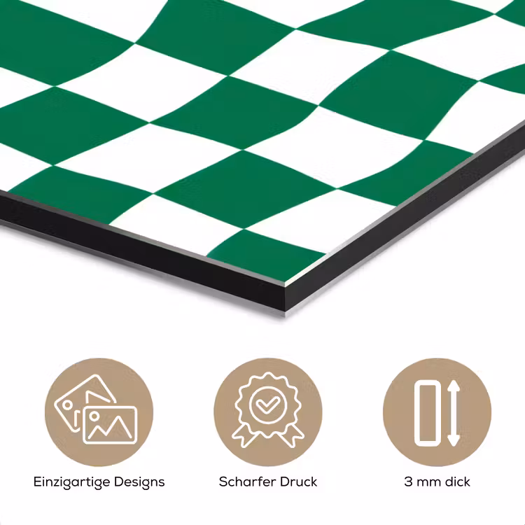 Schaakbord - Golvend - Groen aluminium wit klein 46 -closeup_DE