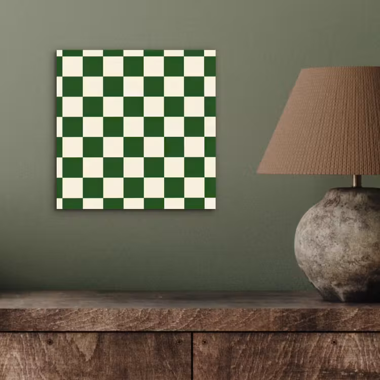 Schaakbord - Patroon - Groen aluminium wit klein 46 -sfeer2