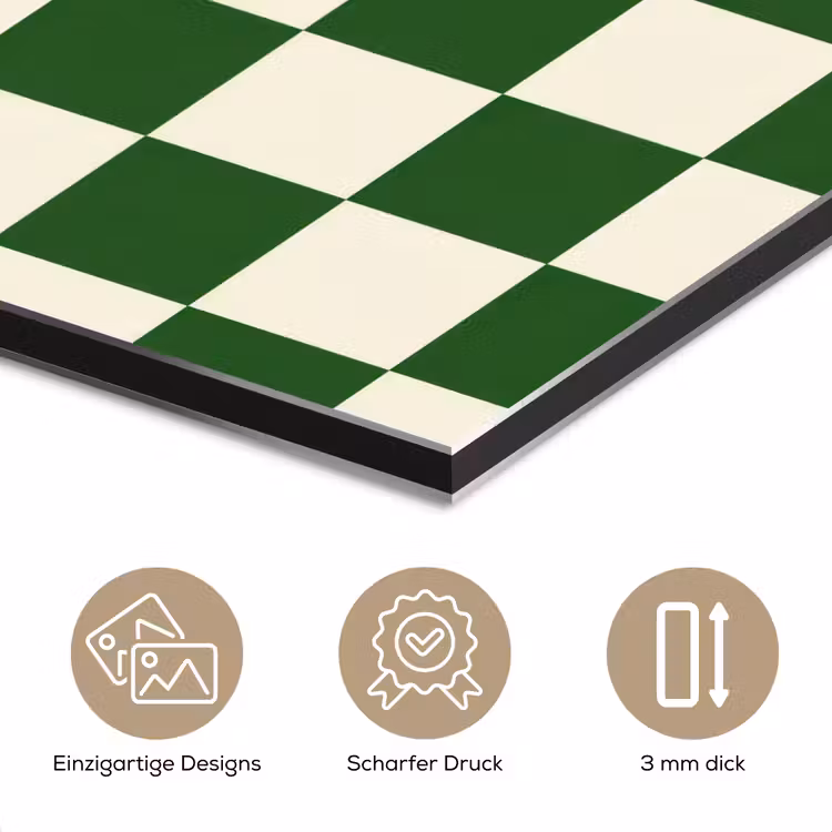 Schaakbord - Patroon - Groen aluminium wit klein 46 -closeup_DE
