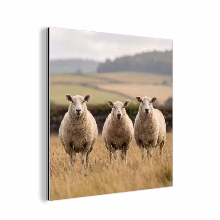 Schapen - Weidenlandschap - Heuvels aluminium wit klein -3d