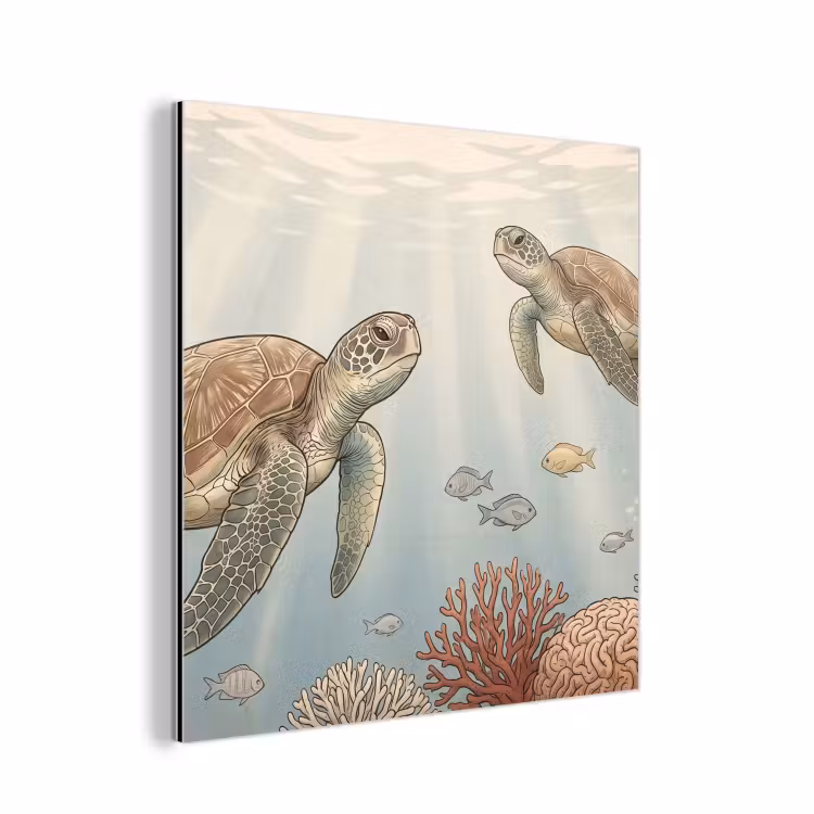 Schildpad - Onderwater - Natuur - Illustratie aluminium wit klein -3d