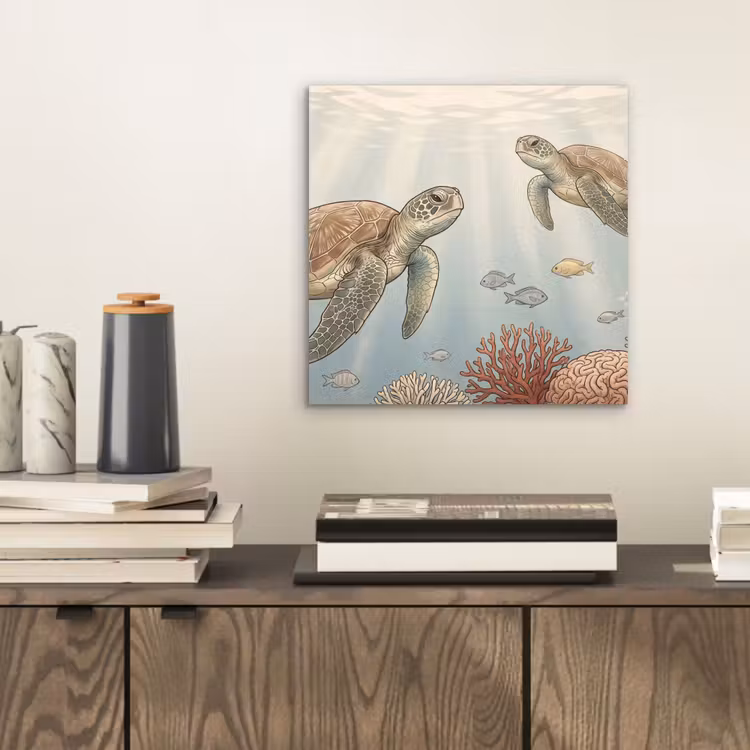 Schildpad - Onderwater - Natuur - Illustratie aluminium wit klein -sfeer1