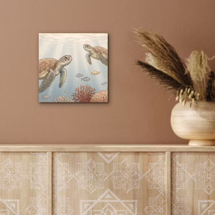 Schildpad - Onderwater - Natuur - Illustratie aluminium wit klein -sfeer4