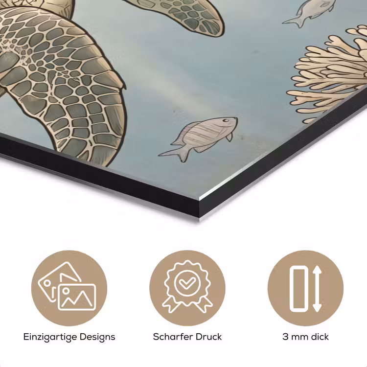 Schildpad - Onderwater - Natuur - Illustratie aluminium wit klein -closeup_DE