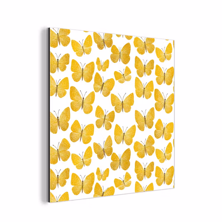 Vlinders - Botanisch - Illustratie - Geel - Wit aluminium wit klein 46 -3d