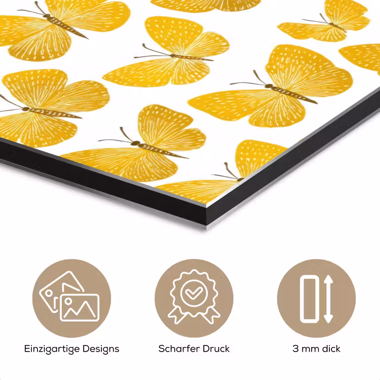 Vlinders - Botanisch - Illustratie - Geel - Wit aluminium wit klein 46 -closeup_DE
