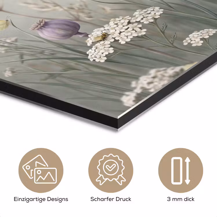 Vlinders - Wildbloemen - Illustratie - Kleurrijk aluminium wit klein -closeup_DE