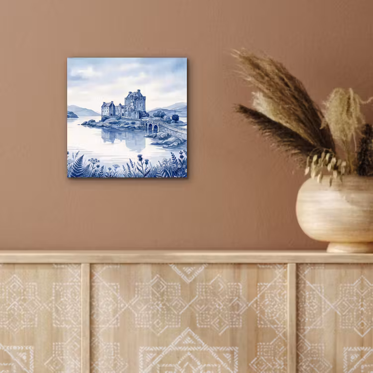 Schots - Kasteel - Blauw - Aquarel aluminium wit klein -sfeer4