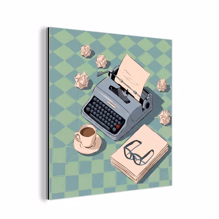 Typemachine - Kantoor - Vintage - Illustratie - Groen aluminium wit klein -3d