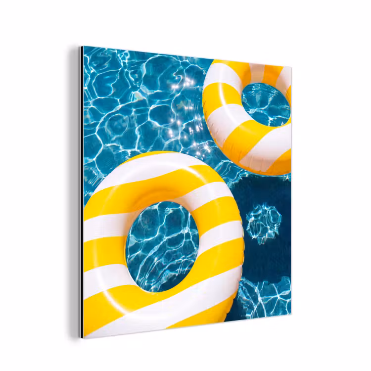 Zwembad - Zwembanden - Zomer - Geel - Blauw aluminium wit klein -3d