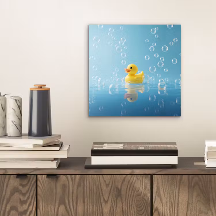 Bubbels - Badeend - Geel aluminium wit klein -sfeer1