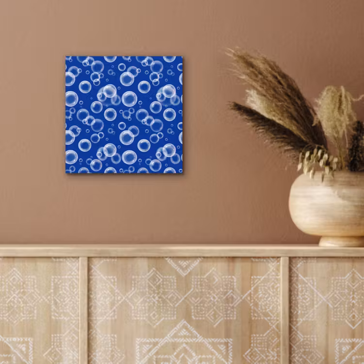 Bubbels - Patroon - Blauw aluminium wit klein -sfeer4