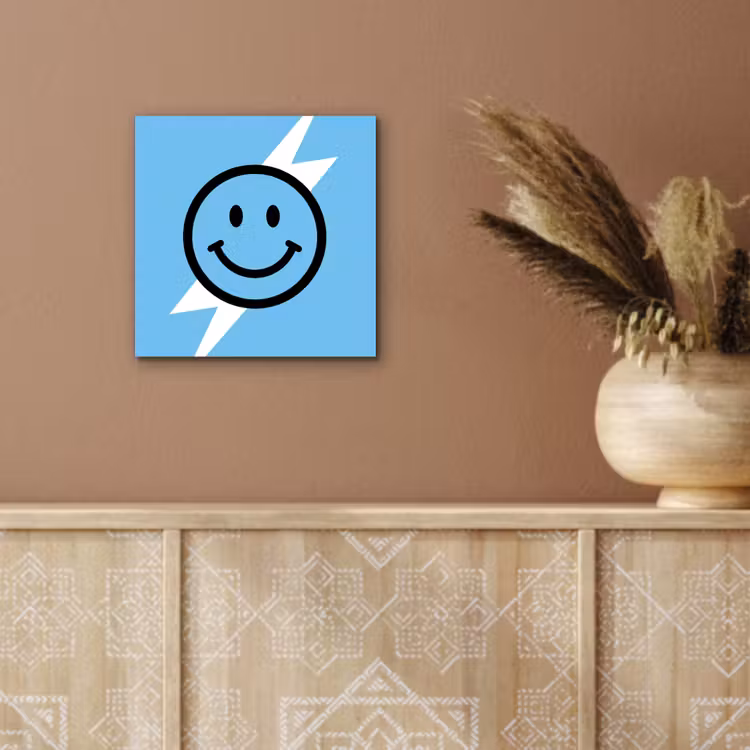 Smiley - Blauw - Bliksem aluminium wit klein -sfeer4