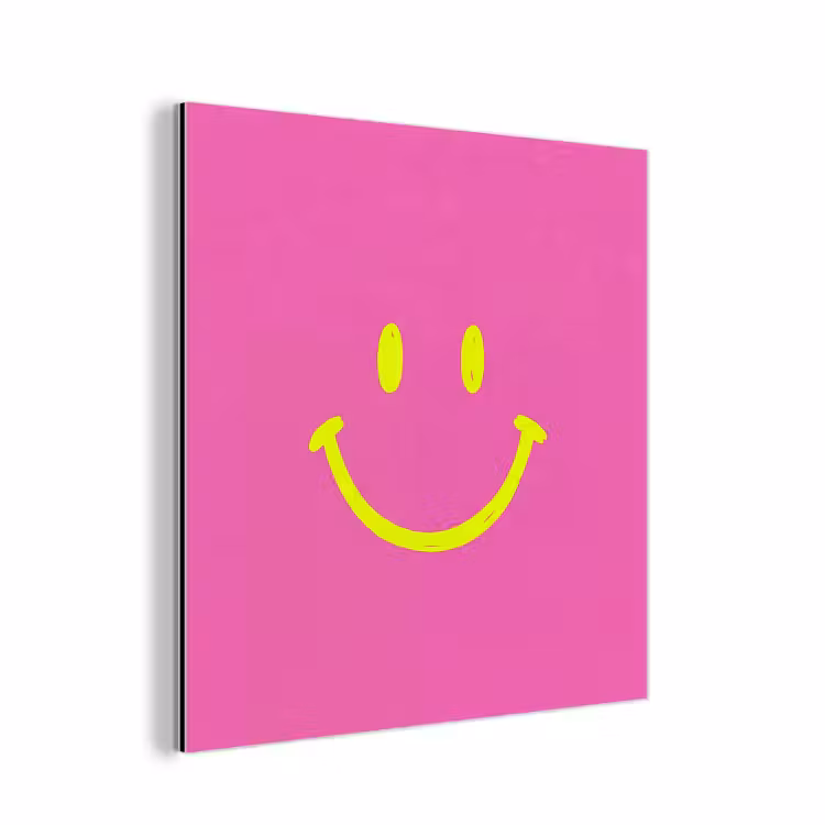 Smiley - Vrolijk - Roze aluminium wit klein -3d