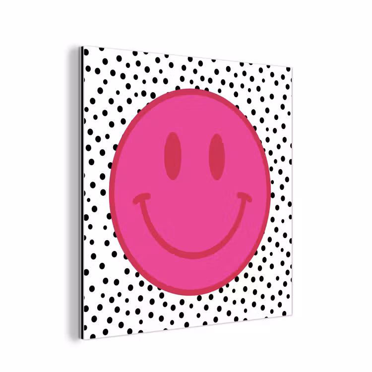 Smiley - Roze - Stippen aluminium wit klein -3d