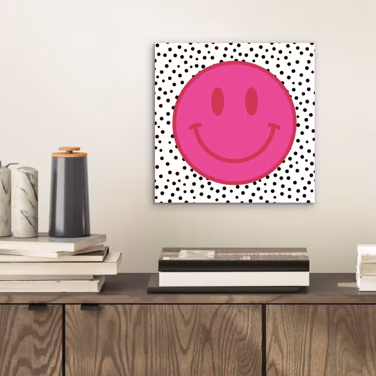 Smiley - Roze - Stippen aluminium wit klein -sfeer1